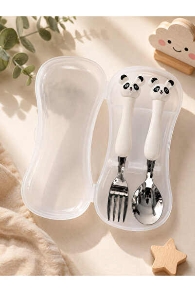 CEZVE HOME Metal Tip Spoon and Fork with Child Figure |   Food Spoon |   Boxe...