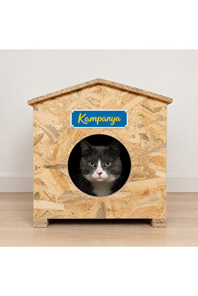Genel Markalar Kedi evi yuvası yağmura çamura soğuğa dayanıklı osb kurulu şek...