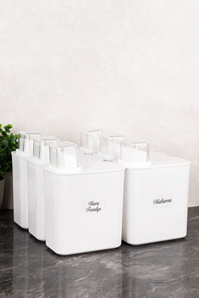 dnshome 6-Piece 2200 ml Bakliyat Set Self-Scale Storage Container with Labels...
