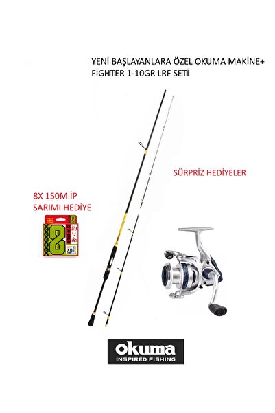 Okuma ARIA-1000a Painting Silver 1BB Olta Makinesi+ Fighter Lrf Kamışı 240cm ...