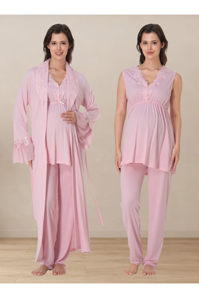 ByLohusa Adjustable Waist Elastic Zero-Sleeve Maternity Pajama Set with Dress...