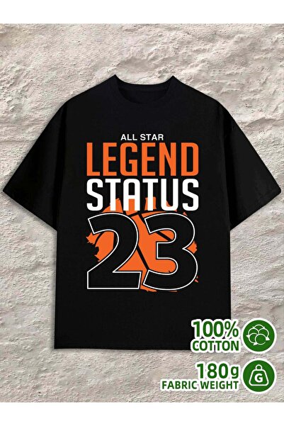 2mcup تي شيرت Legend Status 23 للرجال 180 جرام 100% أسود مع طباعة مضحكة عالية...