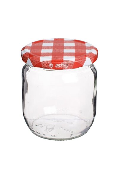 OEM Borcan de depozitare din sticlă, cu capac roșu în carouri, 210 ml, practi...