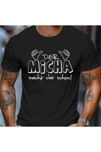 STITCHLY DER MICHA MACHT DAT SCHLIMMER Men's Short Sleeve Summer T-shirt Top