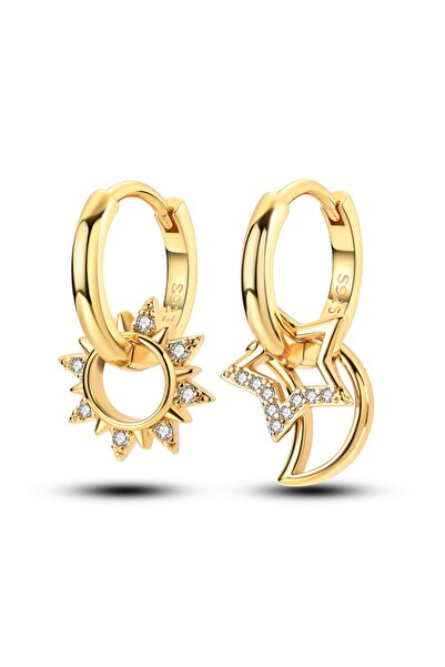 Choice18 KTE119-GD Hot Sale Gold Color Silver 925 Earring For Woman Round Sun...