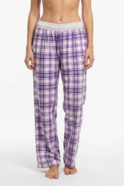 girlstop Kadın Pamuk Desenli Oversize Uzun Pijama Altı