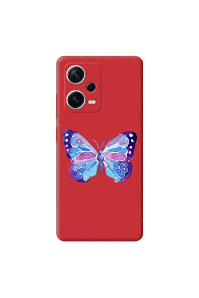 Other Xiaomi Poco X5 Big Butterfly Red Colored Silicone TPU Θήκη