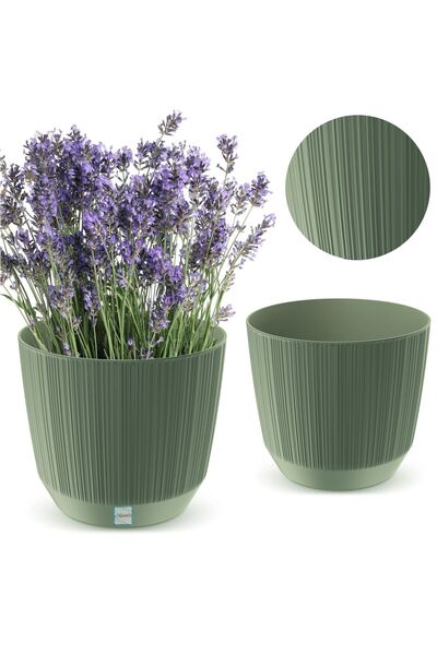 EDANTI Ghiveci Ryfo Home 14,6 cm striat pentru masă și pervaz, verde