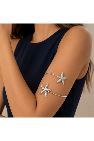 nerora Pazu Bracelet Arm Jewelry Set of 2 with Sea Star Motif Silver Lacquer ...