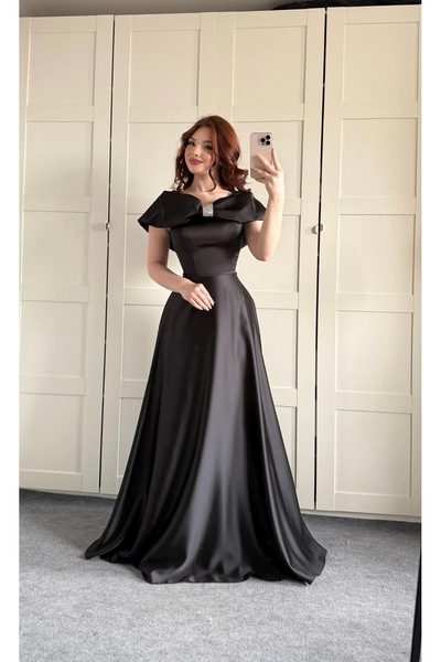 ayşenur Dinçer butik Lovely Fiyonk Abiye Siyah