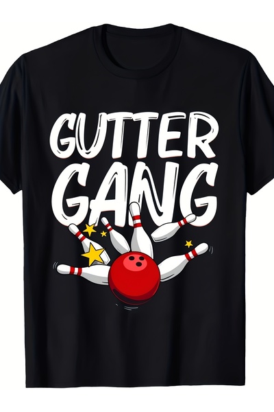 BASEPULSE Men'S Vintage Bowling-Inspired T-Shirt Gutter Gang Design Featuring...