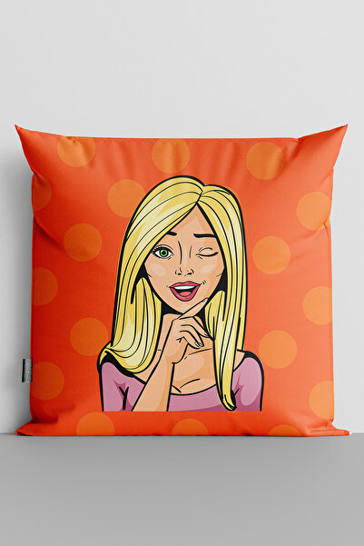 TicaretJet غطاء وسادة مطبوع رقميًا على الوجهين للنساء من Popart - 106