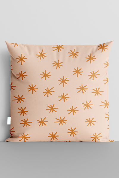 TicaretJet غطاء وسادة مطبوع رقميًا على الوجهين من Orange Stars - 5558