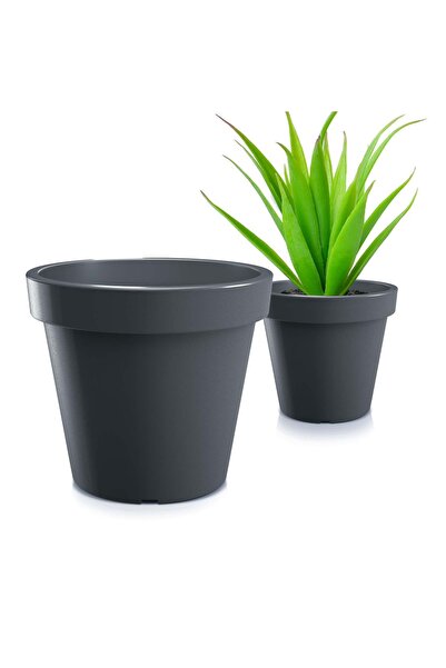 EDANTI Ghiveci rotund de grădină pentru terasă, antracit, Lofly 39 cm