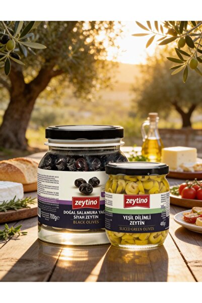 Zeytino Gemlik Siyah Zeytin 700 gr (261/290) M & Yeşil Dilimli Zeytin 200 gr ...