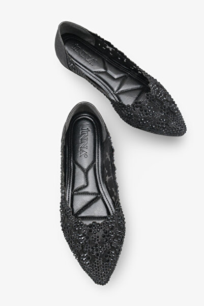İNNABUTİKK Mencia Women's Stoned Ballerinas - Black