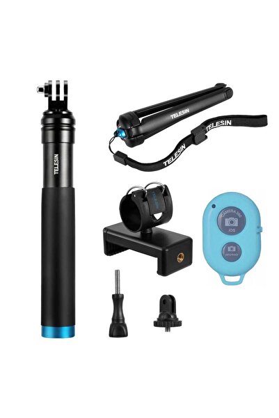 TELESIN Selfie stick trepied 4 în 1 cu suport pentru telefon și telecomandă B...