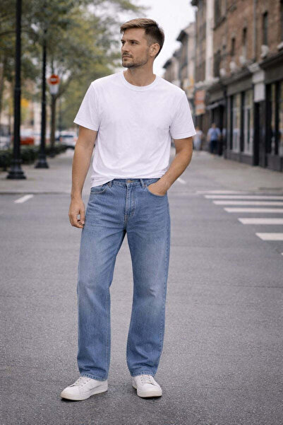 MODEN Men's Medium Blue Jeans – Straight Fit / Baggy