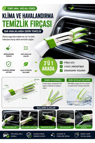 clewax Araba Klima Havalandırma Temizlik Fırçası Araç içi Detay Temizlik Fırçası