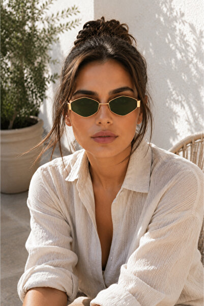 By Donetto Sofie Uv Protection Gold Sunglasses