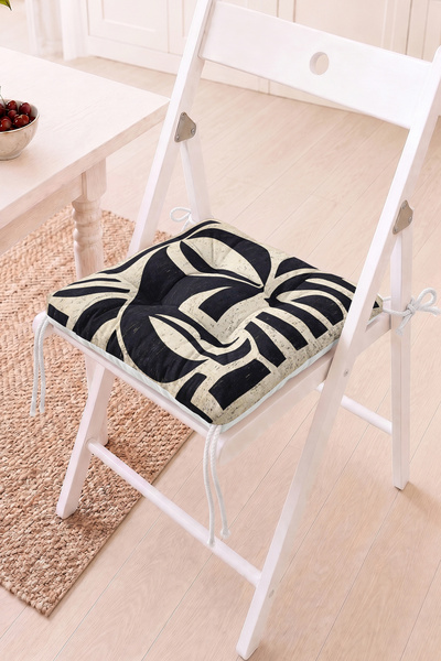 Home Soyut Yüz Tasarımlı Pofidik Sandalye Minderi - Modern Dekoratif İç Mekan...