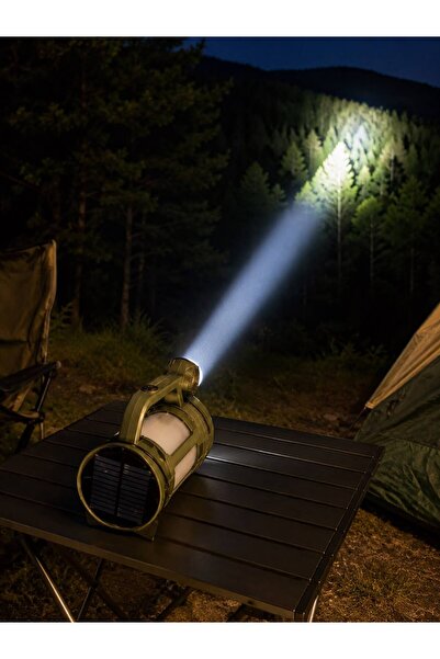 OEM Lanternă Camping LED cu Ventilator, Încărcare Solară și USB, Cap Rotativ 180°, Agățătoare, Reîncărcabilă, pentru Camping, Pescuit și Situații de Urgență