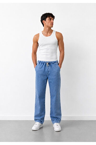 maroni Men's Comfortable Cut Jeans with Elastic Waist