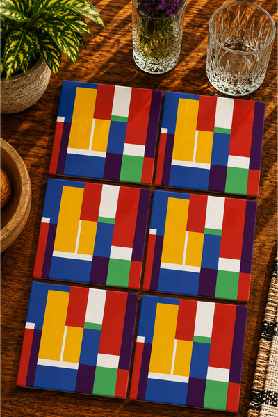 JHAAR Modern Set of 6 Coasters - Uv Printing Mdf - 10X10 cm