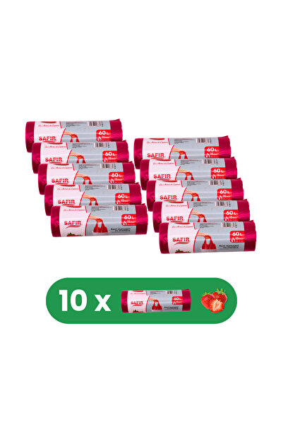SAFİR Set de 10 pungi de menaj Role, 60L, cu mâner, 15 bucăți/rolă, cu parfum...