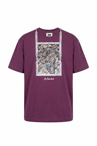 Respire Men's Ffb Vintage Embroidered Oversize T-Shirt Cherry