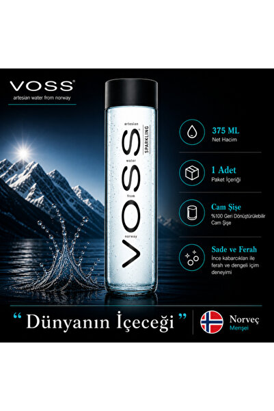 voss DOĞAL MİNERALLİ SU (SPARKLING) 375 ML CAM *1'Lİ