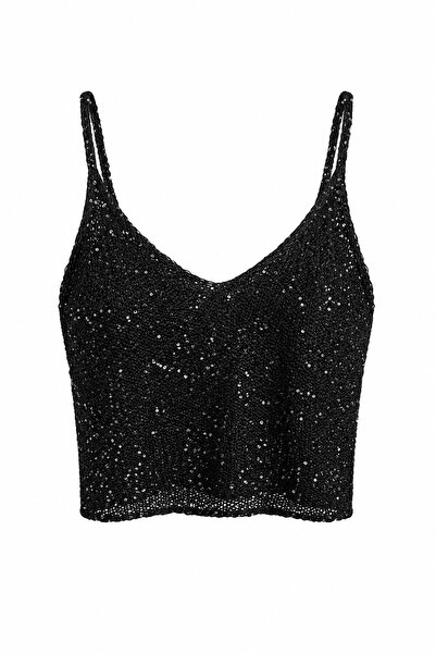 elif teke Sparkly Strap Blouse Black