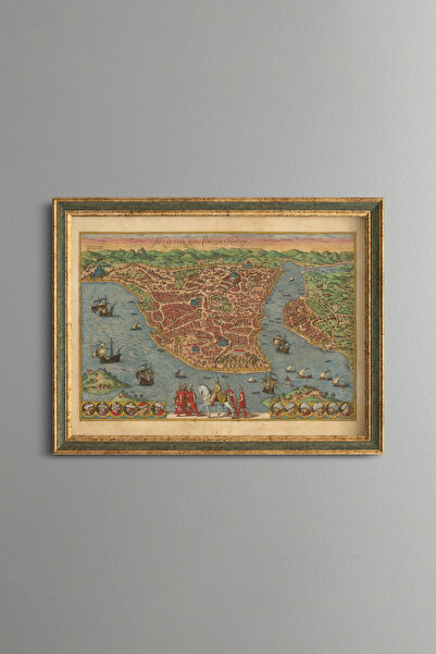 epiqart 1572 Istanbul Map - Vintage Patterned Table - Fine Model