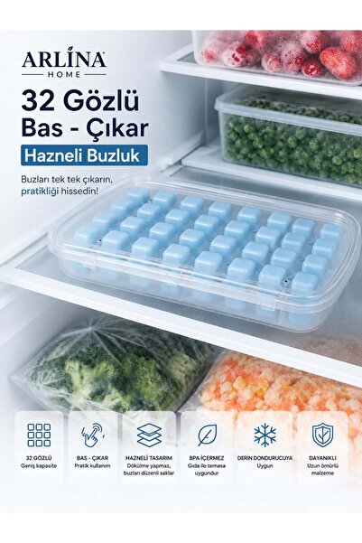Arlina Home Kids 32 Compartment Ice Cube Tray Blue