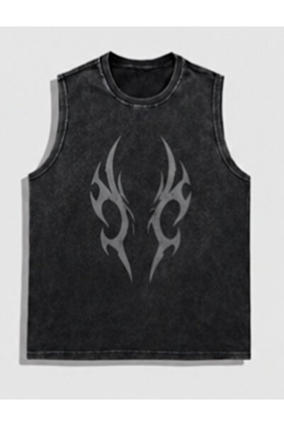 bellanova Street Style Anthracite Washed 100% Cotton Oversize Cut Tank Top