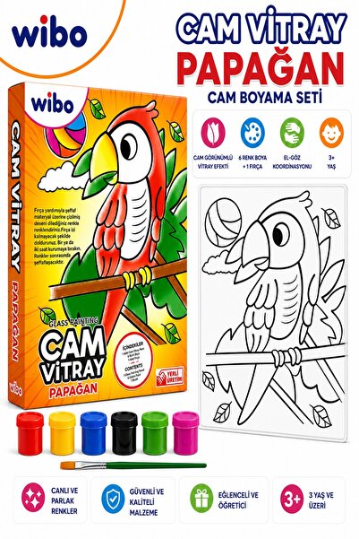 Wibo Papağan Cam Vitray Boyama Seti 6 Renk Cam Boyası ve Fırça Eğitici Sanat ...
