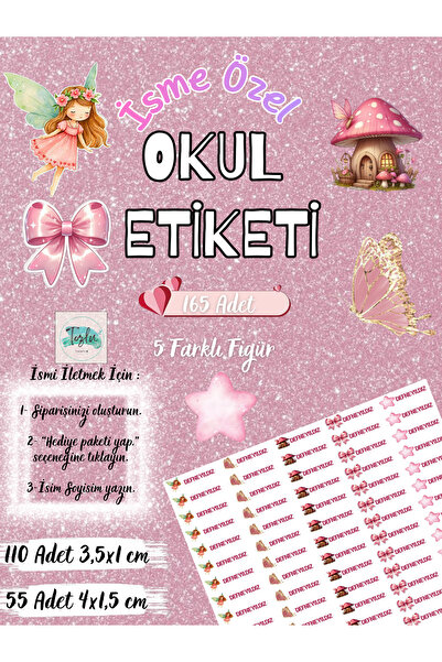 TOZLU RAF 165 Adet Kişiye Özel Peri Kızı Temalı Okul Etiketi