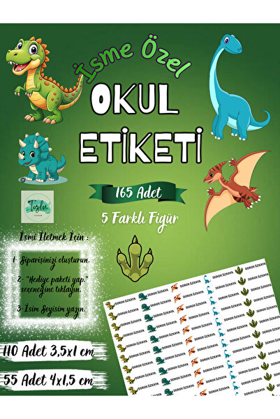TOZLU RAF 165 Adet Kişiye Özel Dinazor Temalı Okul Etiketi