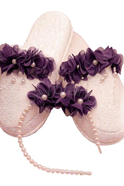 SavBrand Floral Pearl Maternity Slippers and Pearl Maternity Crown Mother Hos...