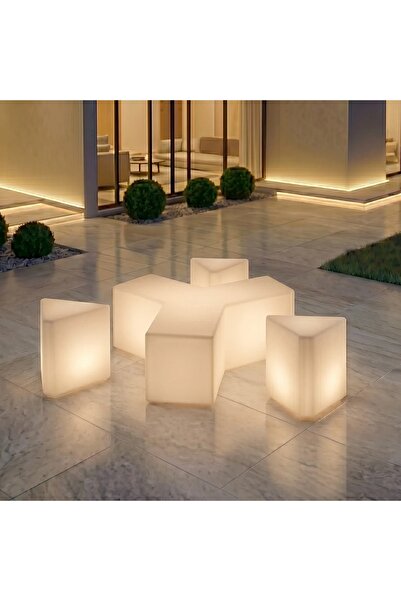 MYASEM STORE Y Table Set with 3 Triangular Modern Long Small Led Light Stand ...