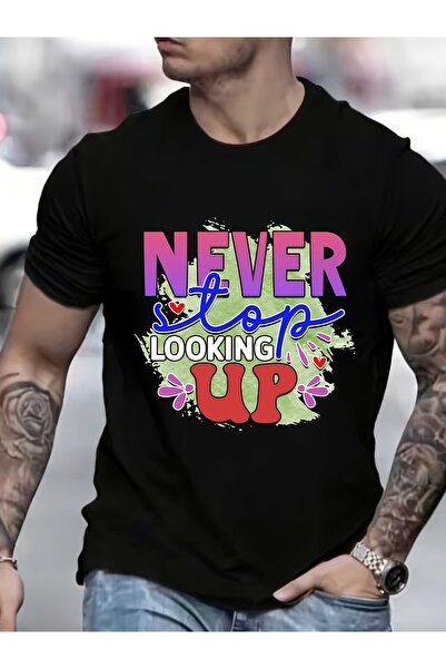 17 seramik تي شيرت Never Stop Looking Up 180G الملهم بأكمام قصيرة - هدية مثال...