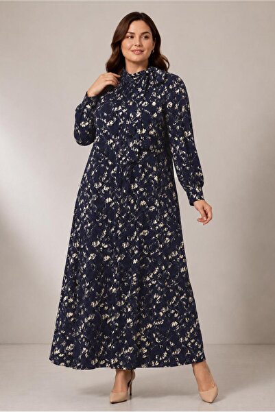 Alvina Plus Size Satin Jacquard Dress 20991