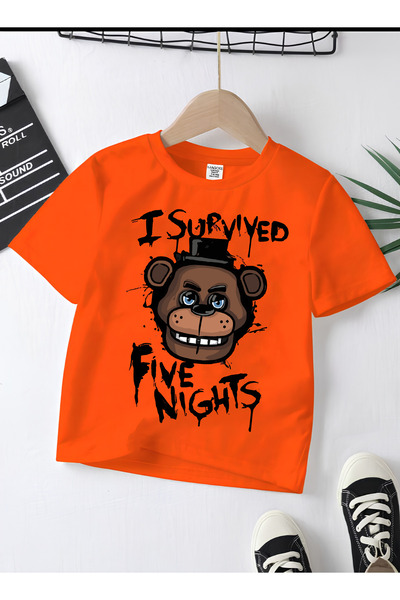 MAGORS تي شيرت قطني للأطفال بأكمام قصيرة وياقة دائرية مطبوع عليه FNAF