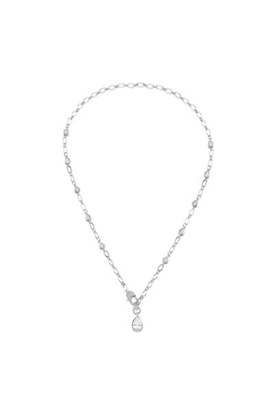 Merano Design Damla Taşlı Rhodium Kolye