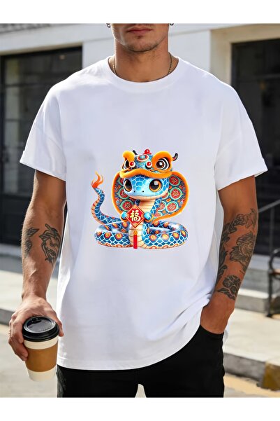 LİNA06 180g Lightweight Cartoon Snake T-Shirt Men, Perfect Family Reunions Co...
