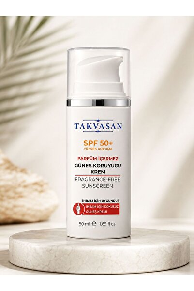 Takvasan Hac ve Umre İçin İhrama Uygun SPF 50+ Parfümsüz Güneş Kremi 50 ml