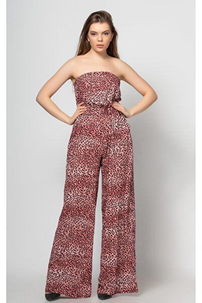 FIRST STYLE Turkish Jumpsuit Off-Shoulder Overalls with Stylish Leopard Print...
