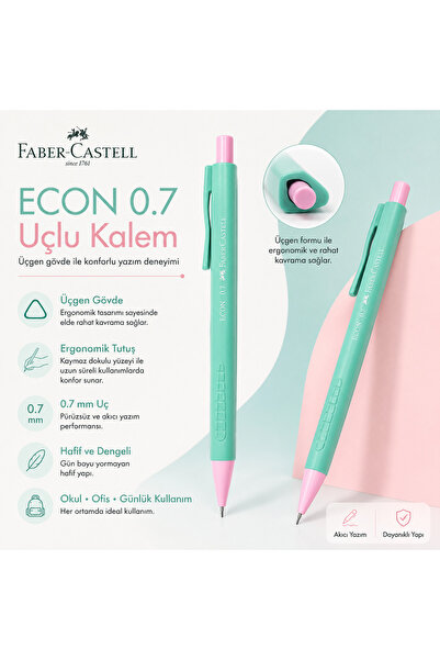 Faber Castell Faber-Castell ECON 0.7 Uçlu Kalem Çift Renkli Üçgen Gövdeli Mek...