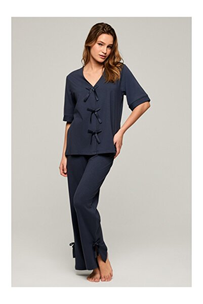 Kom Ribbo Bow Detailed Pajama Set