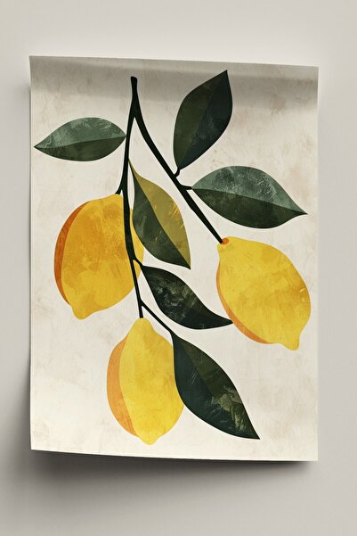 Wallnest Poster Decorativ Fara Rama, Crenguta cu Lamai, Tablou Bucatarie Modern